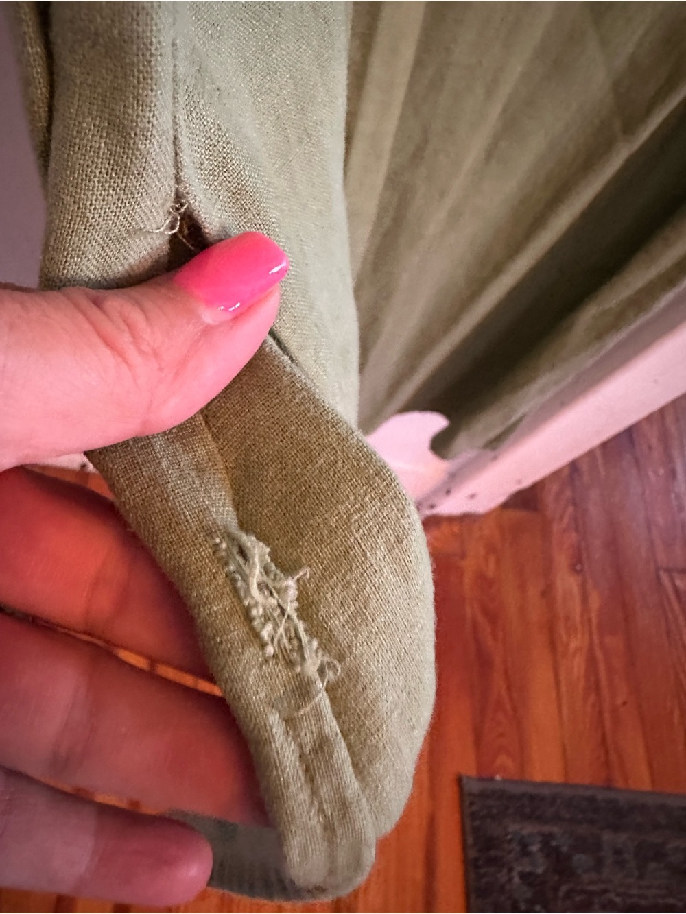 White Stag Linen Blend Olive Green Maxi Dress Large Cottagecore Lagenlook Boho - Picture 6 of 7